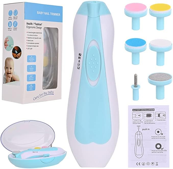 Baby Nail Clipper,Electric Baby Nail Trimmer,Toes Fingernails Care Trimmer with LED Light for Newborn,Kids and Adults(Blue) - Image 7